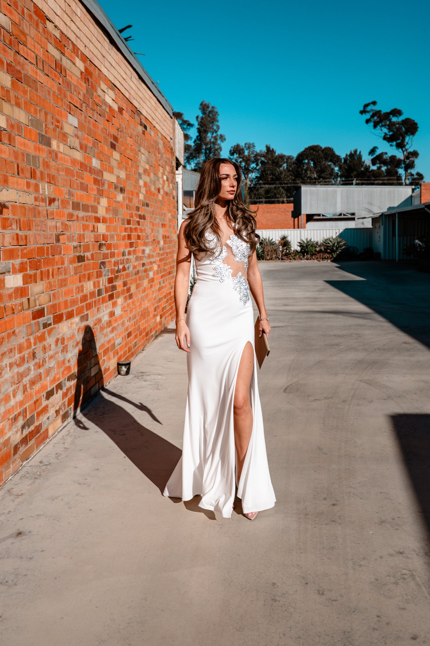 JOVANI 90723 White Embellished Dress (RRP $578)