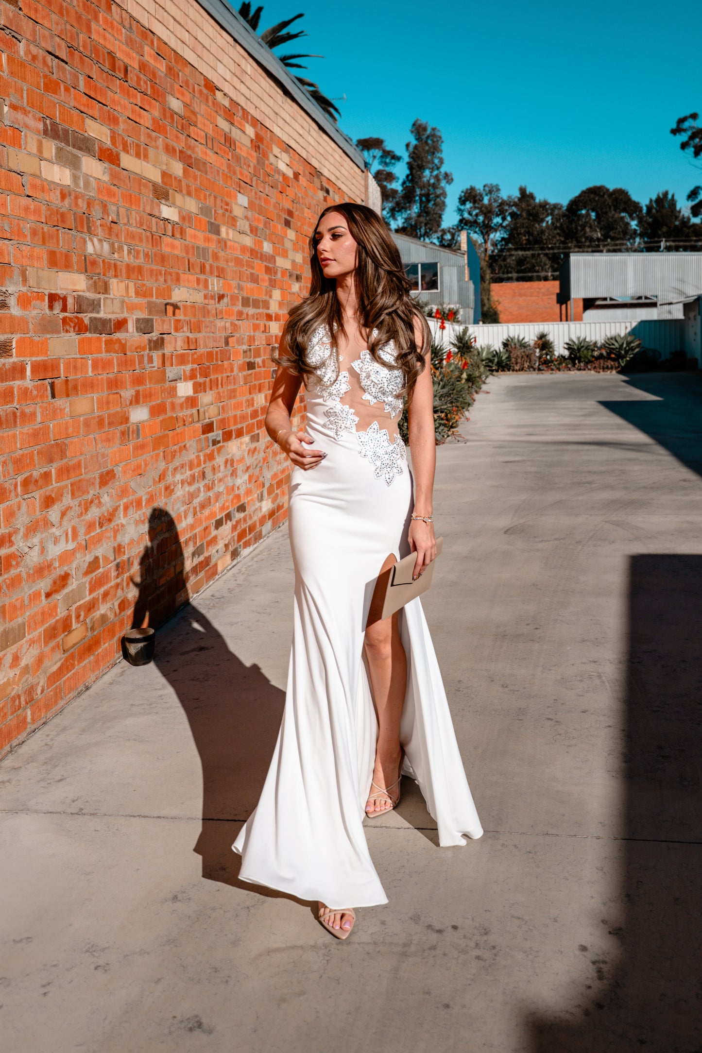 JOVANI 90723 White Embellished Dress (RRP $578)