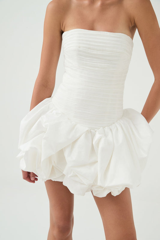 AJE Violette Bubble Hem Mini Dress Ivory