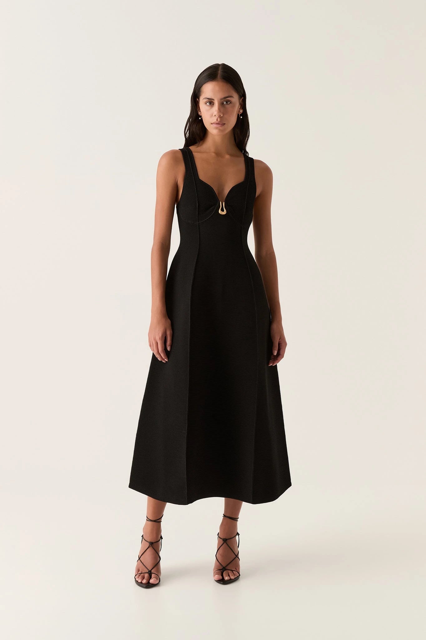AJE Marisole Knit Midi Dress Black THE PERFECT PFIT AJE Marisole Knit Midi Dress Black THE PERFECT PFIT