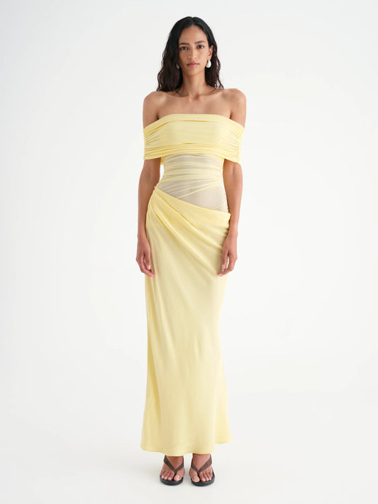 BENNI Nico Off Shoulder Maxi Dress Butter (RRP $250)