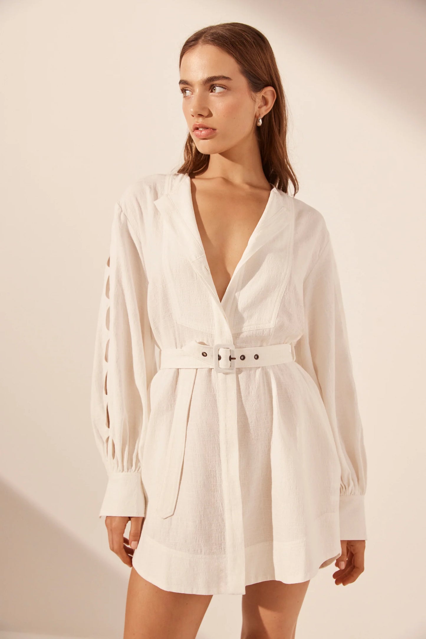 SHONA JOY Julieta Scallop Cut Out Shirt Dress (RRP $320)