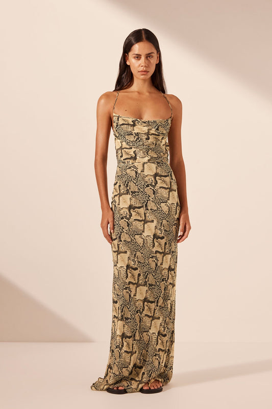 SHONA JOY Hadiya Lace Back Bias Maxi Dress (RRP $360)
