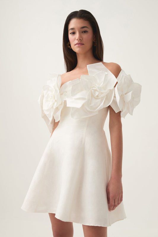 AJE Etta Mini Dress White (RRP $695)