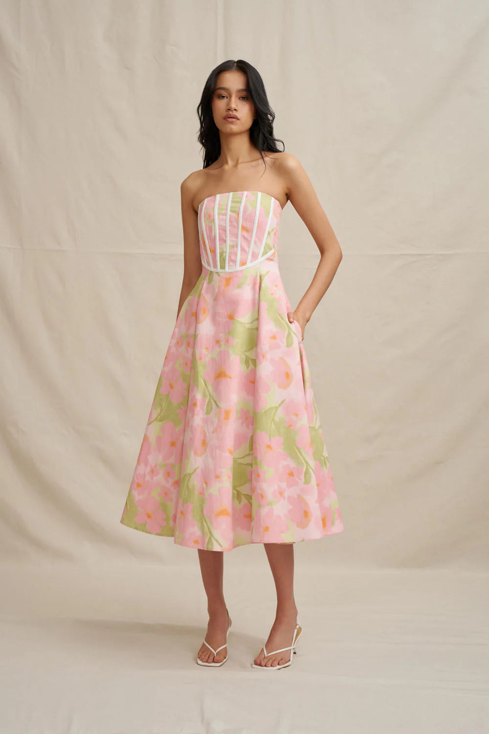 BY JOHNNY Azalia Floral Strapless Dress
