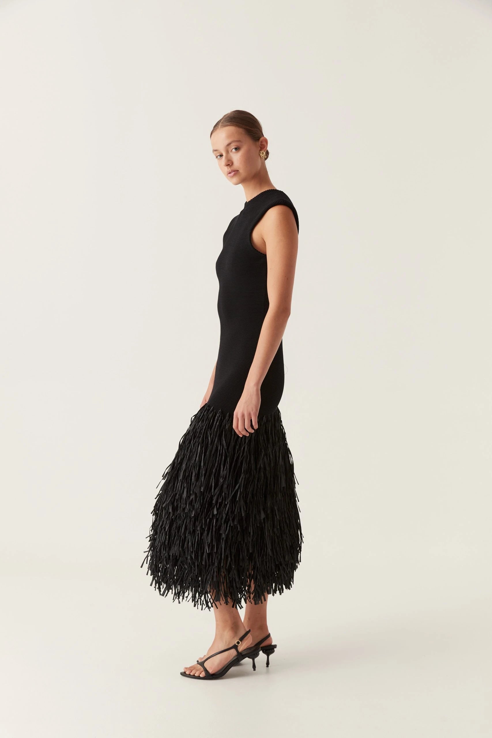 AJE Rushes Raffia Knit Midi Dress Black  THE PERFECT PFIT