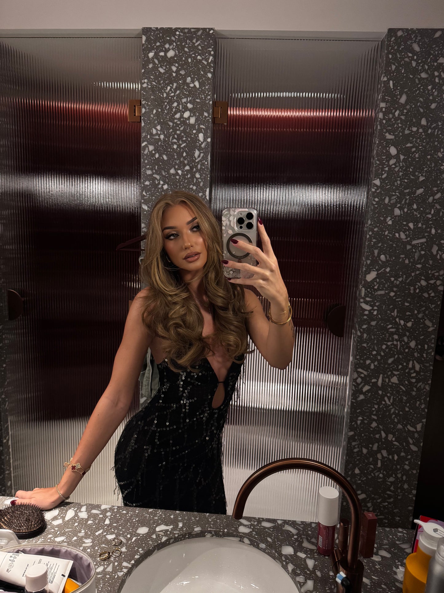 MISHA Onyx Black Sequin Dress (RRP $520)