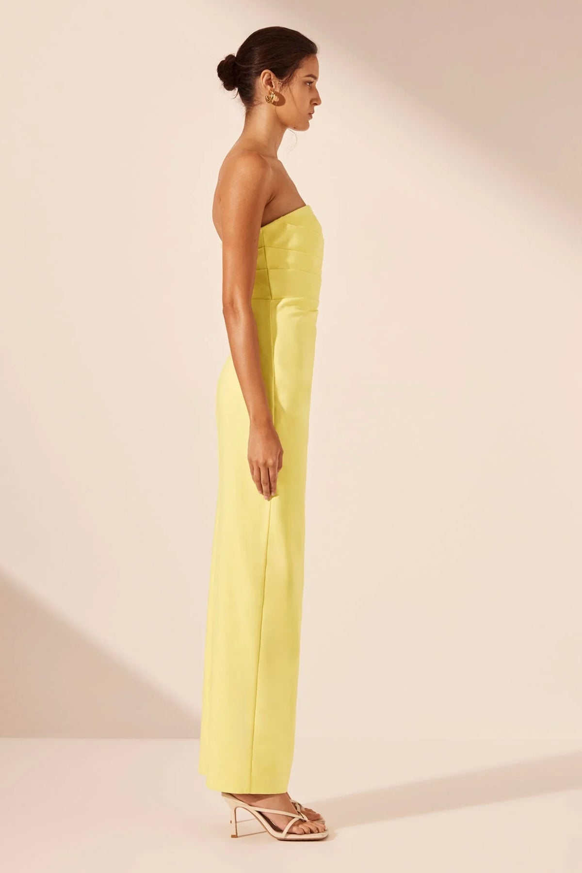 SHONA JOY Lani Strapless Draped Maxi Dress Lemonade