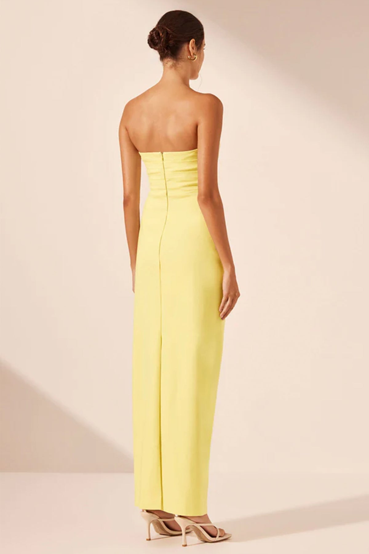 SHONA JOY Lani Strapless Draped Maxi Dress Lemonade