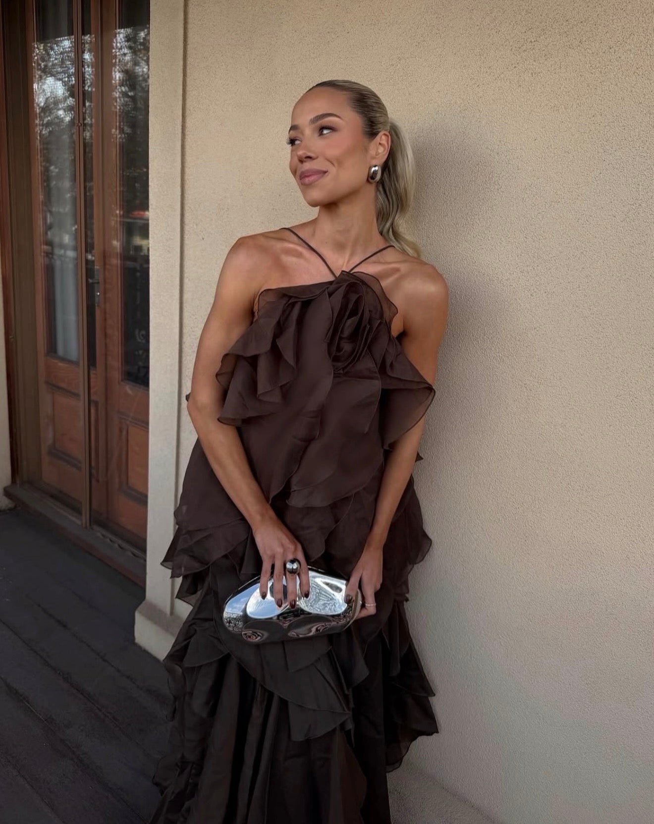 AJE Pandorea Layered Maxi Dress Brown