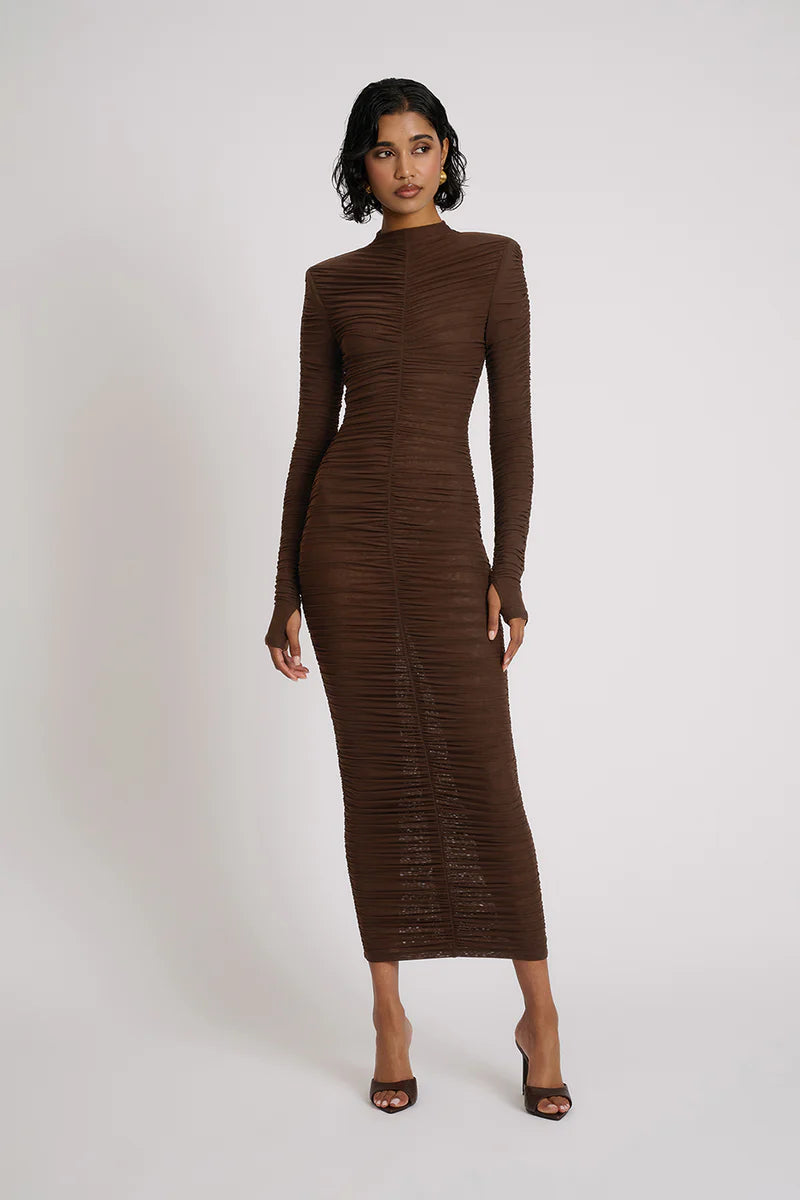 Melissa_Ruched_Long_Sleeve_Midi_Dress_Lifestyle_Pose.jpg.webp