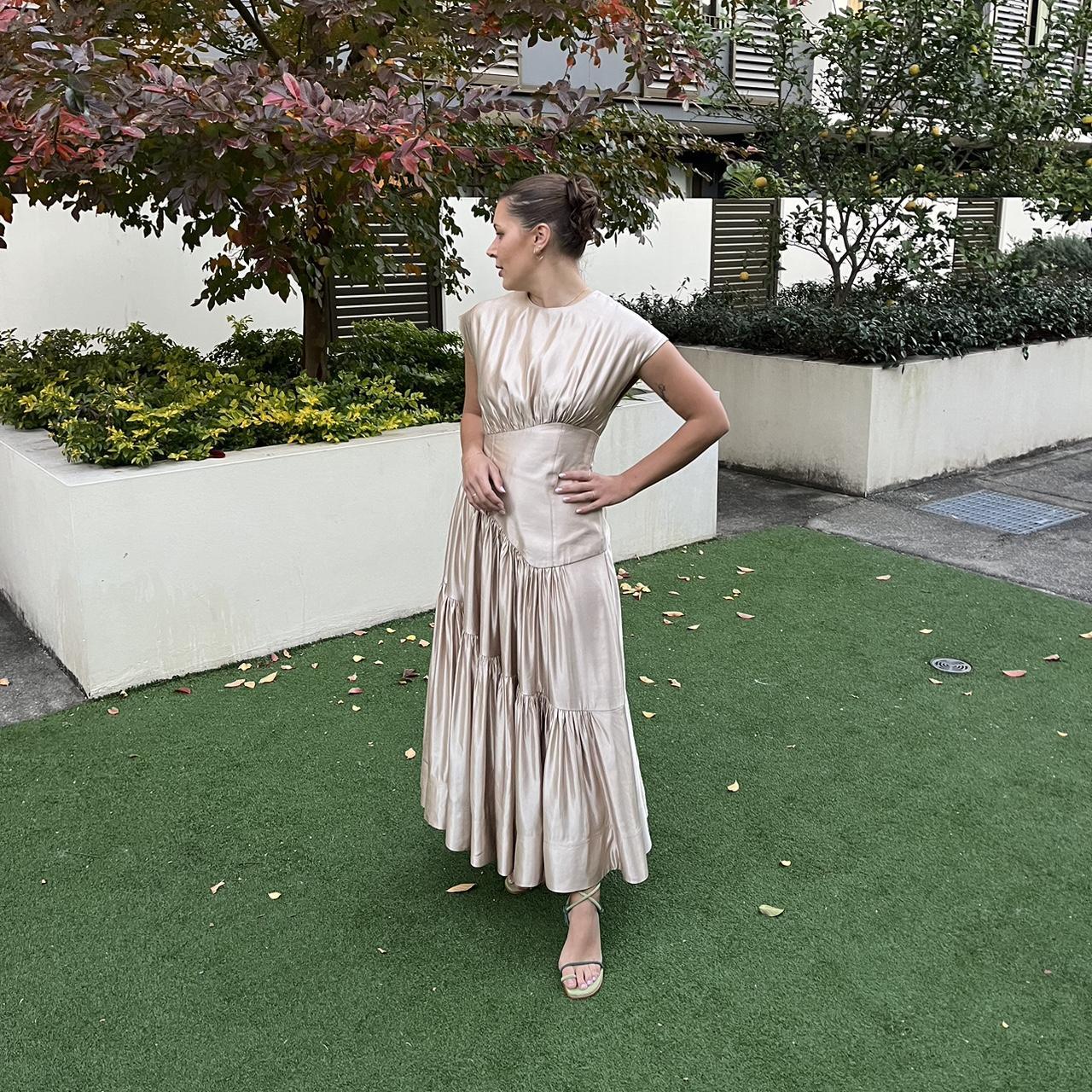AJE Serendipity Reflection Midi Dress Gold