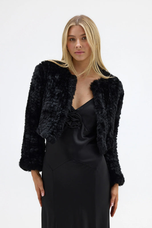 BUBISH Lola Crop Jacket - Black (RRP $389)