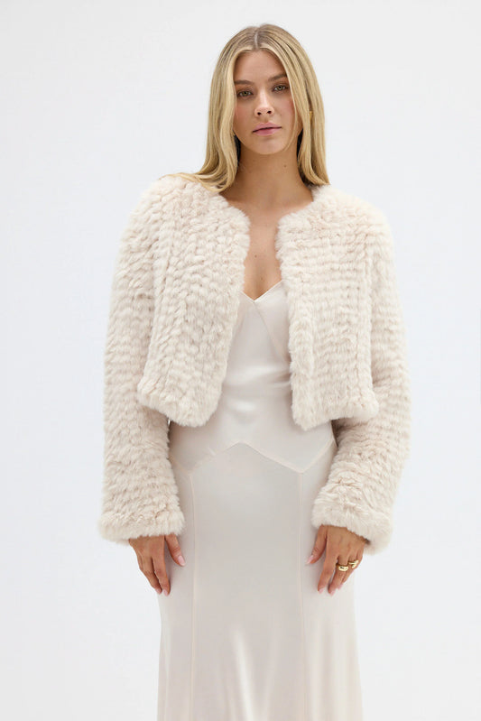 BUBISH Lola Crop Jacket - Oatmeal (RRP $389)