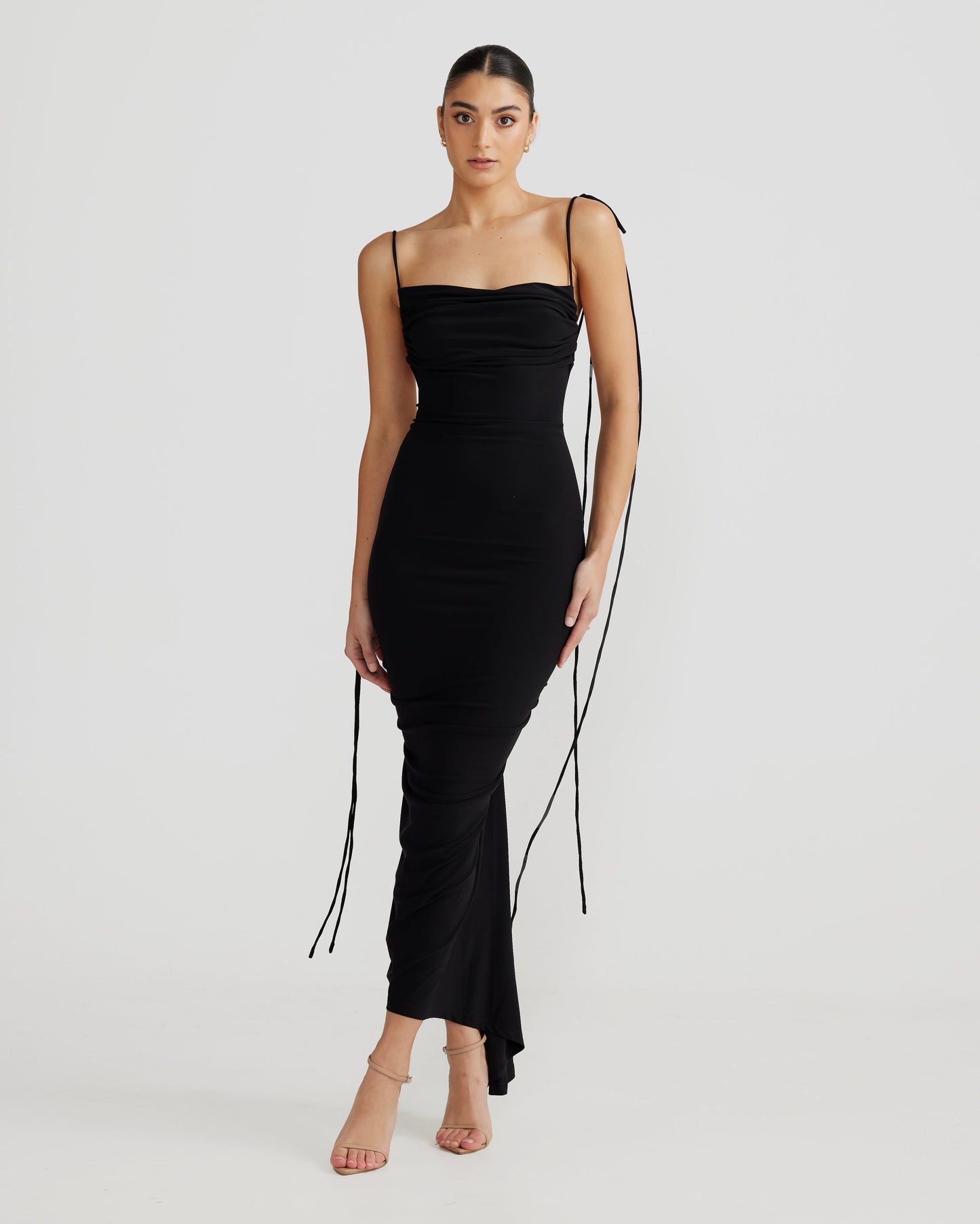 MELANI Olivia Multiway Gathered Backless Dress Black (RRP $189)