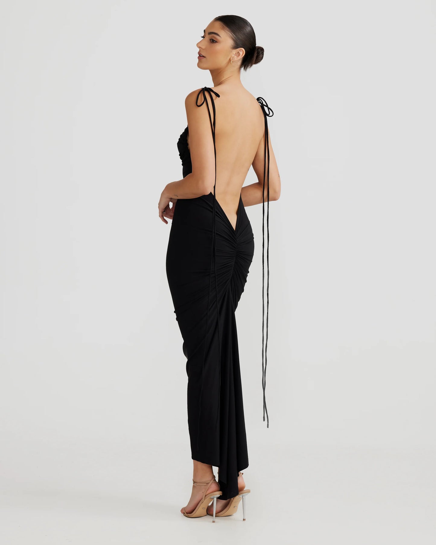 MELANI Olivia Multiway Gathered Backless Dress Black (RRP $189)
